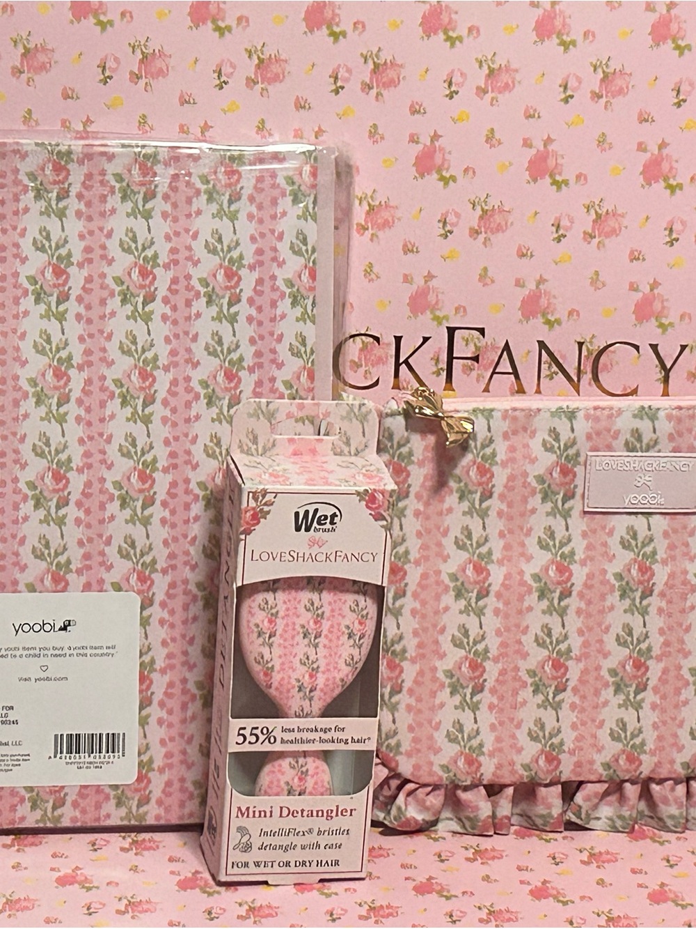 LoveShackFancy Mini Detangler Brush accessory pouch and folder set NWT